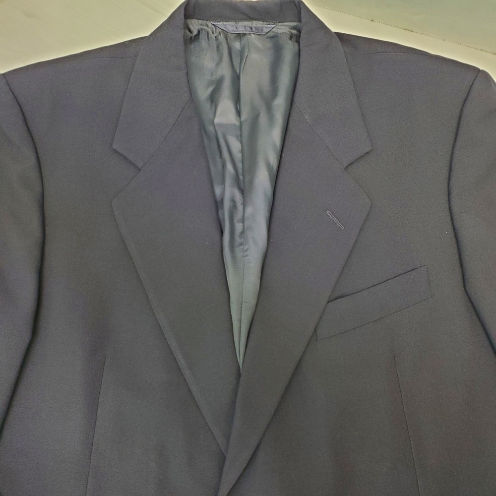 Hickey Freeman Boardroom Navy Blue 100% Wool Blazer 42R Wedding Guest Preppy Vnt